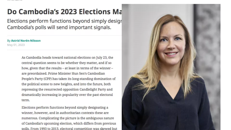screenshot from The Diplomat web site and a photo of Astrid Norén-Nilsson