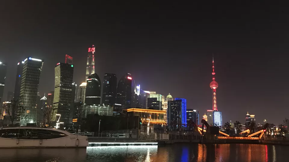 Shanghai neon lights by the river