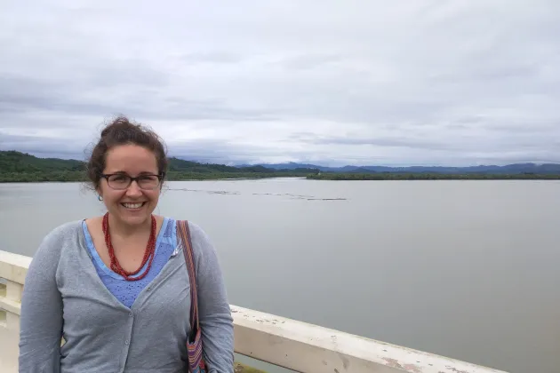Photo of Elizabeth Rhoads with river in background