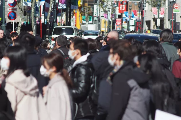 Shibuya, Japan. People in Covid masks