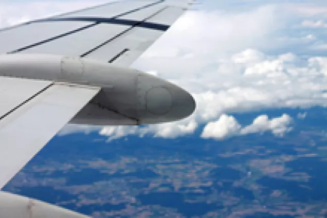 photo of airplane wing in the sky